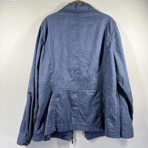 Coldwater Creek Women's Shaped Jacket 18 1X Denim Blue Embroidered Long Sleeve - Picture 5 of 11